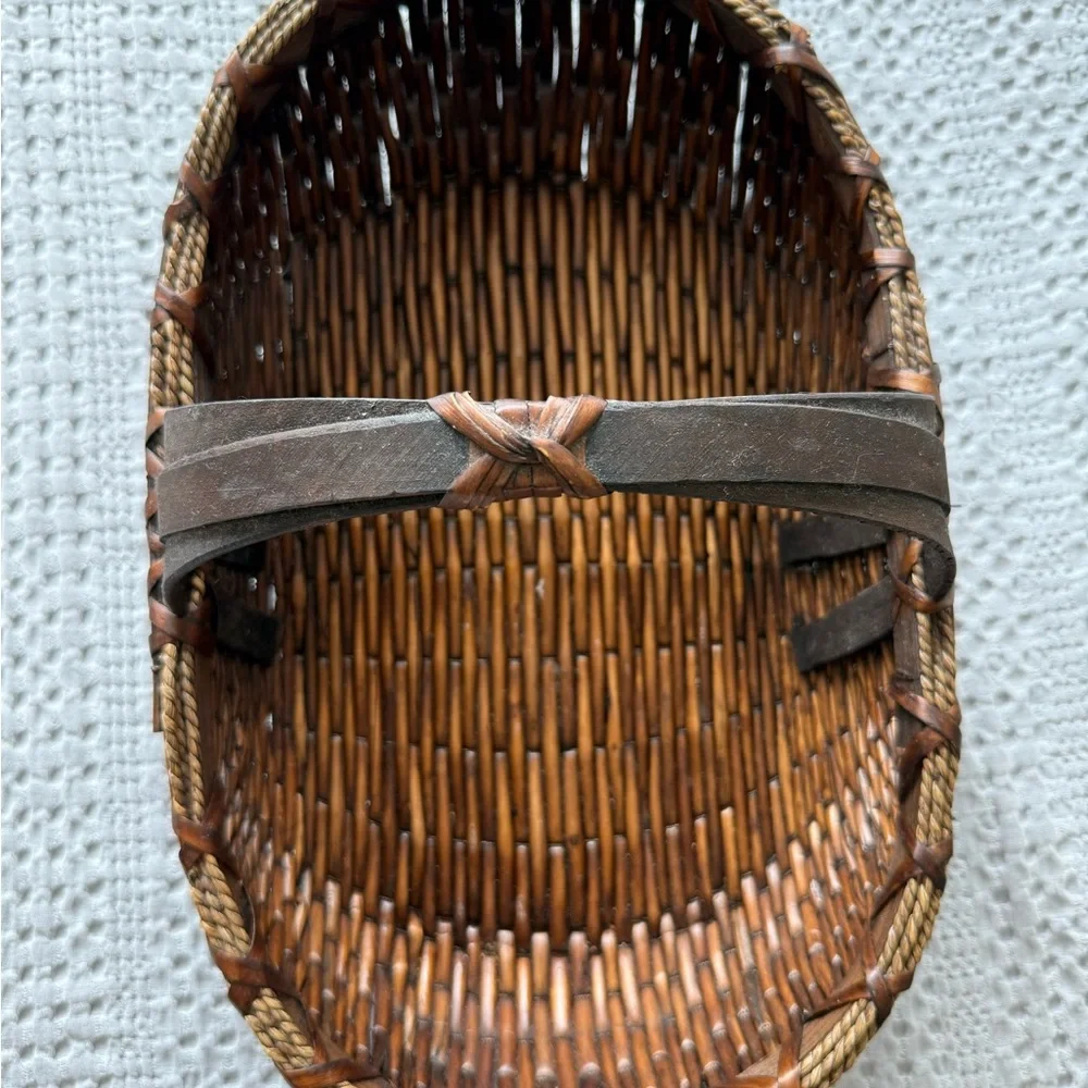 Woven Decorative Basket with Dual Handles - Brown